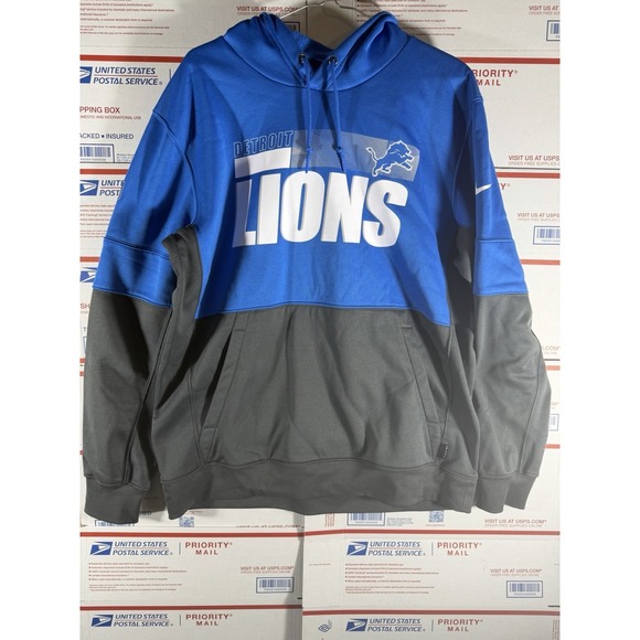 Nike Other - NFL Detroit Lions Onfield Nike Dri-Fit Blue/Black Authentic Sports Hoodie Mens L